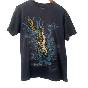 Hard Rock Cafe New York Men's Navy Blue Guitar Tee Size Medium